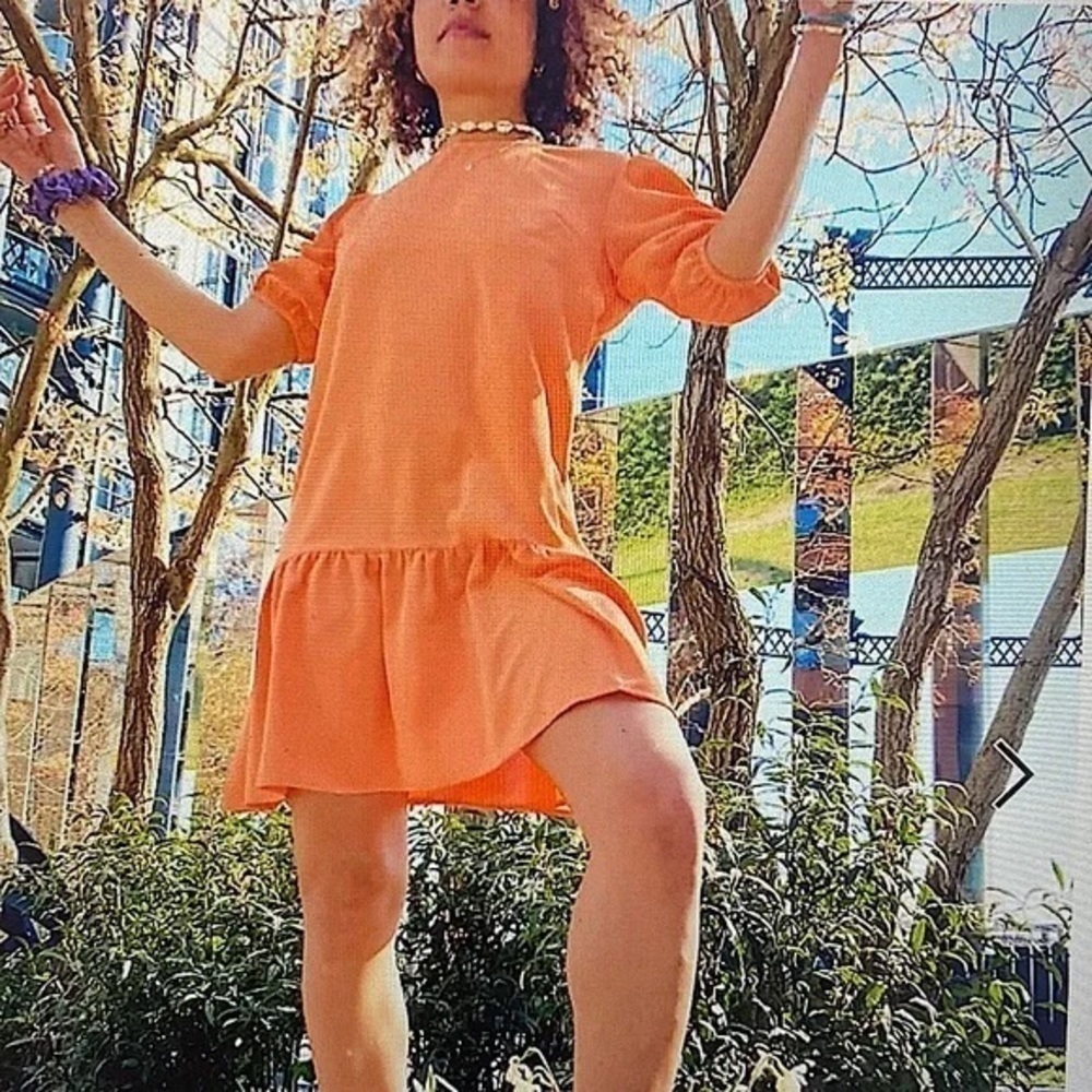 ASOS Urban Threads Orange/Coral Mini Pephem Dress - 8